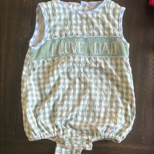 The smocked bear Romper - 'I Love Dad'